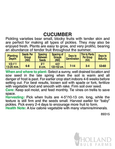Cucumber Early Green Cluster - 75532