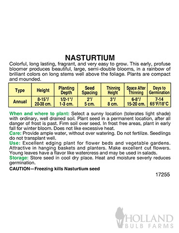 Nasturtium Dwarf Jewel Mix - 75657